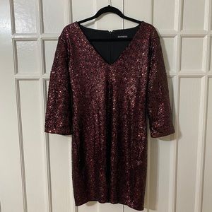 Express Red/Multi Sequin Mini Dress
